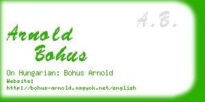 arnold bohus business card
